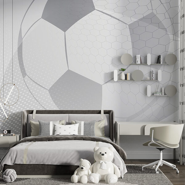 Fototapet Model geometric de fotbal în scală de gri