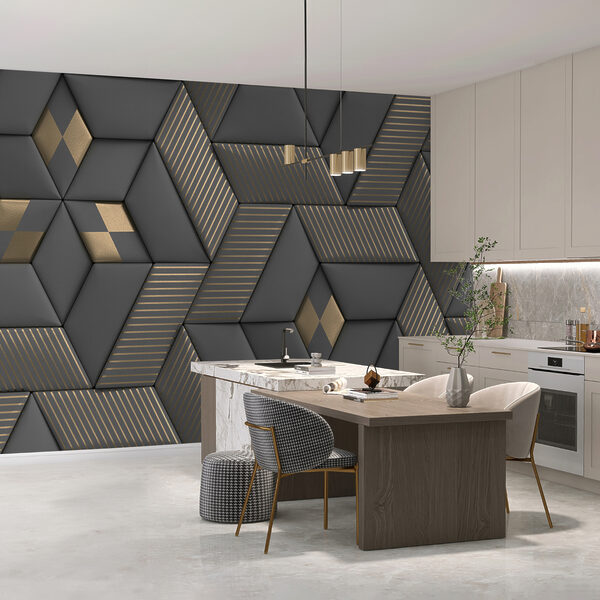 Fototapet Dungi metalice pe texturi geometrice