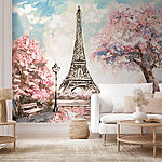 Fototapet Paris romantic sub flori de cireș
