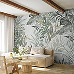 Fototapet Frunze tropicale cu flori delicate