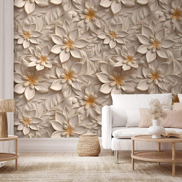 Fototapet Model floral intricat în bej