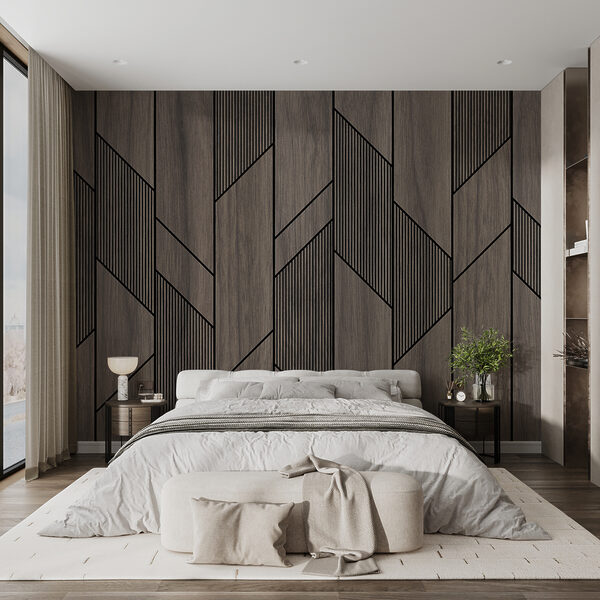 Fototapet Model geometric pe suprafața lemnului