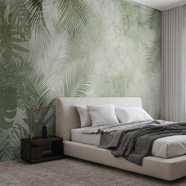 Fototapet Fototapet Frunze tropicale pe fundal texturat (SKU: u73583v3)