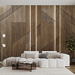 Fototapet Panouri texturate din lemn cu design geometric