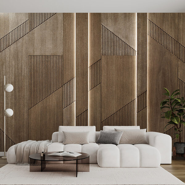 Fototapet Panouri texturate din lemn cu design geometric