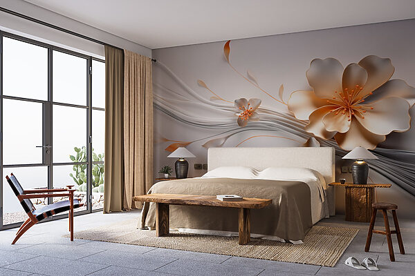 Design floral elegant cu linii fluide Fototapet Design floral elegant cu linii fluide