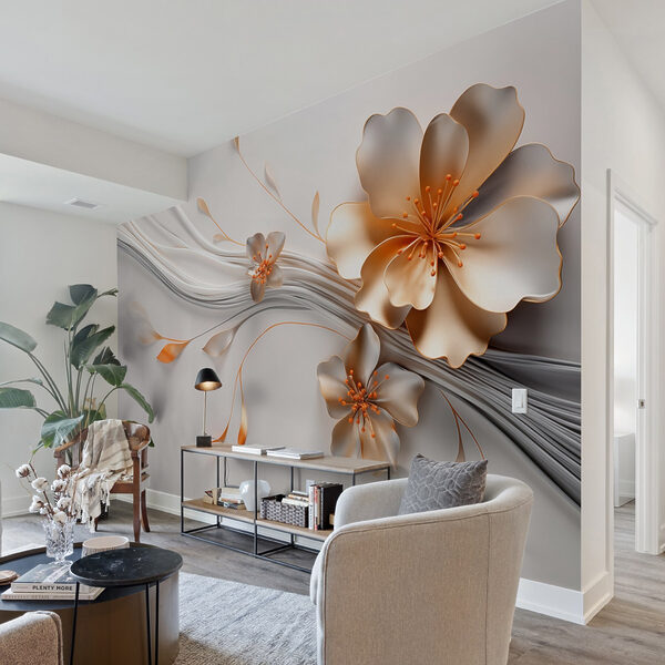 Fototapet Design floral elegant cu linii fluide