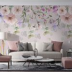 Fototapet Grup de flori și frunze