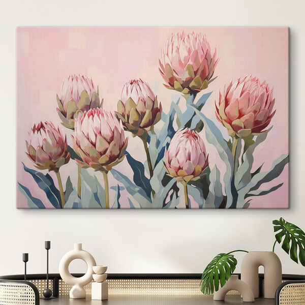 Pictura de flori pe un fundal roz Tablouri Pictura de flori pe un fundal roz