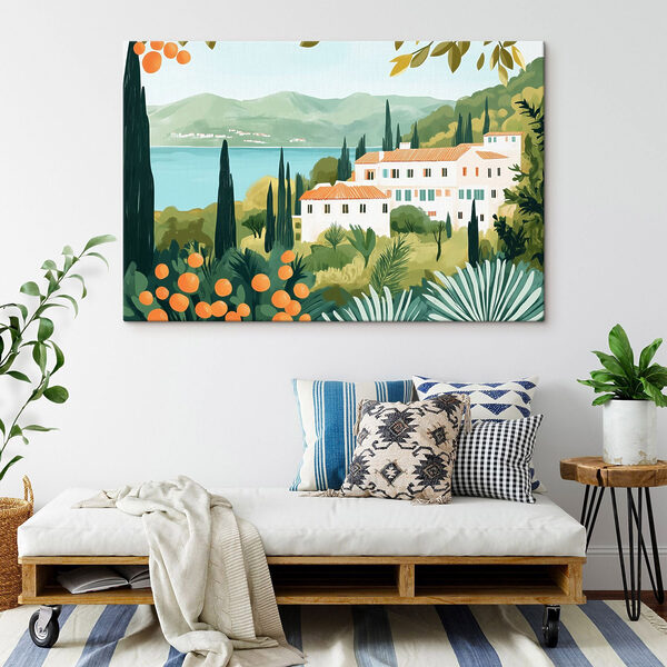 Tablouri Casă înconjurată de copaci și plante