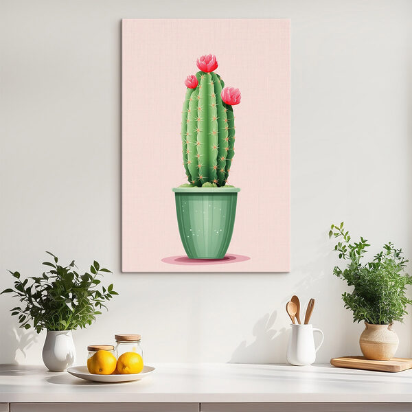 Cactus cu flori într-o oală Tablouri Cactus cu flori într-o oală