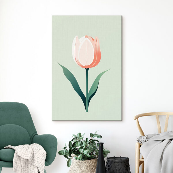 Floare roz cu frunze verzi Tablouri Floare roz cu frunze verzi