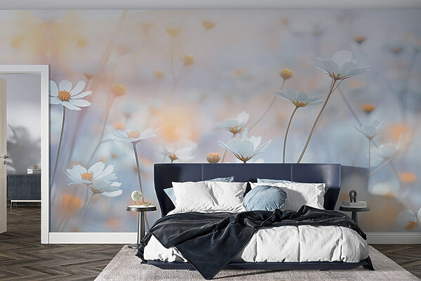 Flori delicate în lumina moale a soarelui Fototapet Flori delicate în lumina moale a soarelui