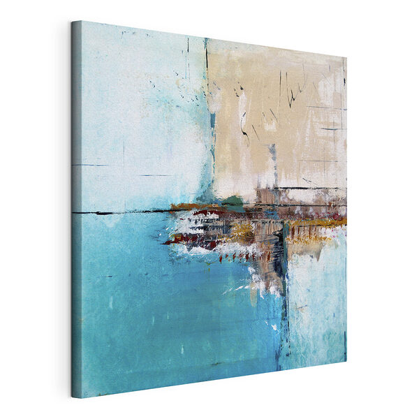 Nuanțe abstracte de teal și bej Tablou pe pânză Nuanțe abstracte de teal și bej