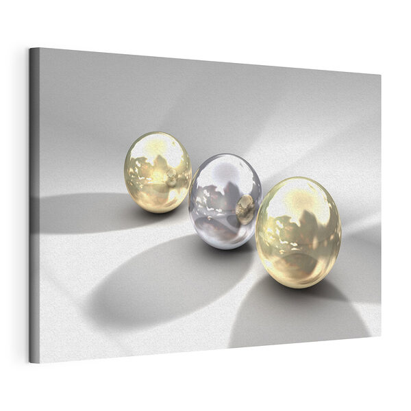 Tablou pe pânză Tablou pe pânză Sfere metalice lucioase, care reflectă lumina (SKU: s04617)