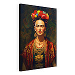 Tablou pe pânză Florile colorate pun în valoare portretul elegant