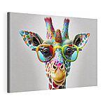 Tablou pe pânză Girafă colorată cu ochelari de soare funky