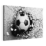Tablou pe pânză Minge de fotbal care trece printr-un perete