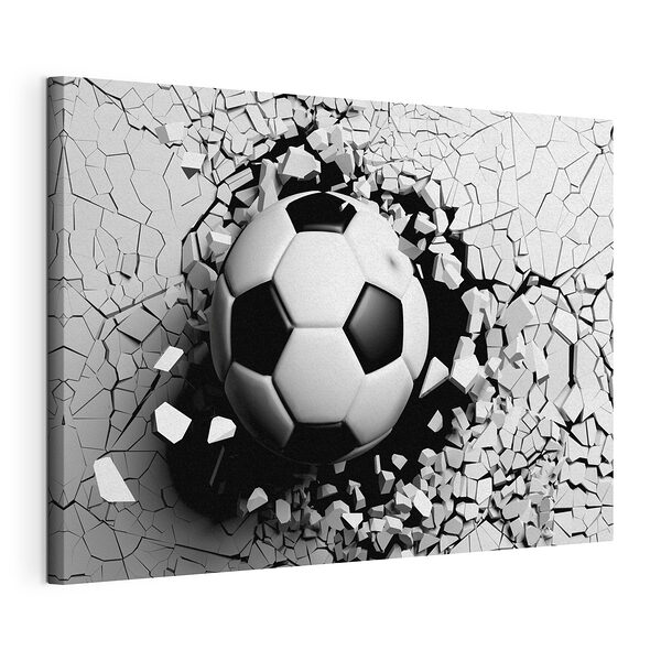 Tablou pe pânză Minge de fotbal care trece printr-un perete
