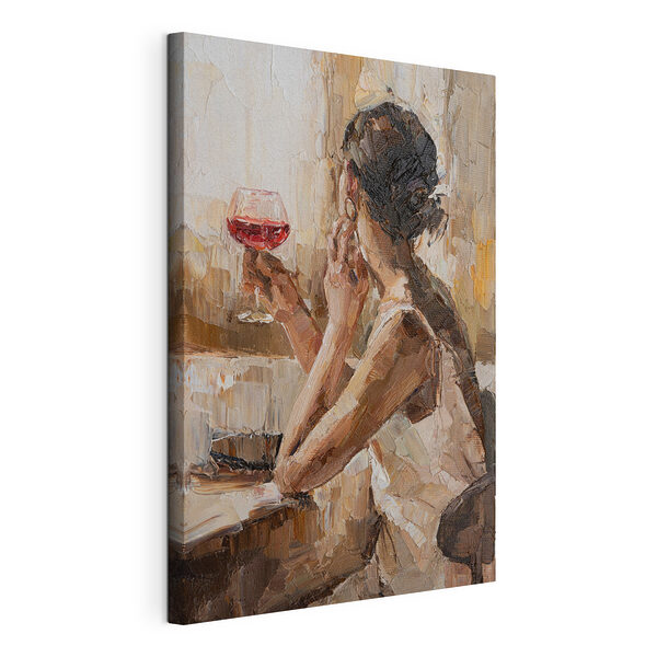 Pictura unei femei care ține un pahar de vin Tablou pe pânză Pictura unei femei care ține un pahar de vin