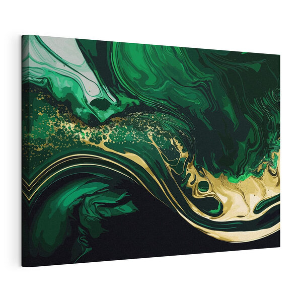Model abstract de vârtej verde și negru Tablou pe pânză Model abstract de vârtej verde și negru