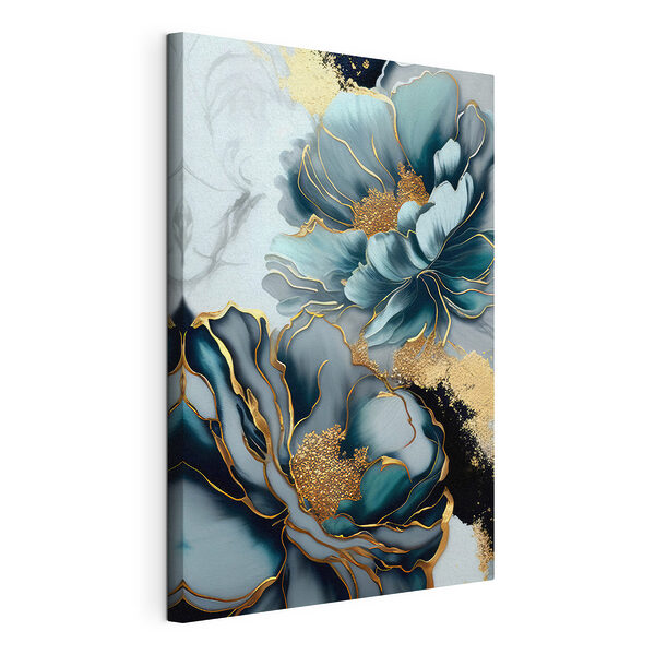 Tablou pe pânză Operă de artă florală elegantă cu accente metalice