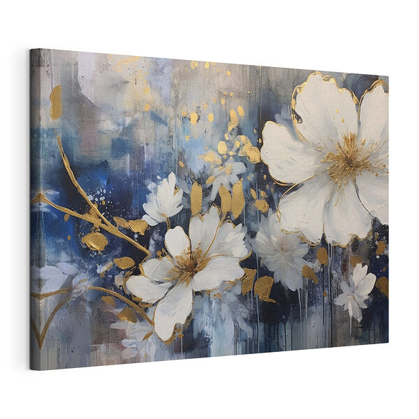 Tablou pe pânză Eleganță florală în albastru și alb