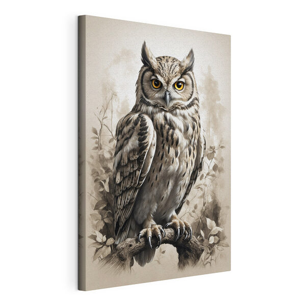 Bufniță regală cocoțată în pădure Tablou pe pânză Bufniță regală cocoțată în pădure