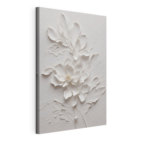 Tablou pe pânză Lucrare de artă cu design floral alb delicat