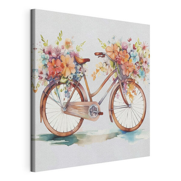 Tablou pe pânză Bicicletă împodobită cu flori vibrante