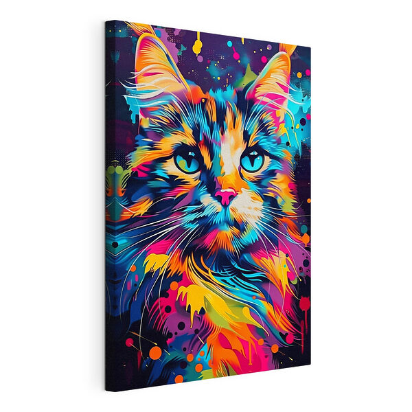 Tablou pe pânză Tablou pe pânză Pisică colorată cu ochi albaștri (SKU: s39314)