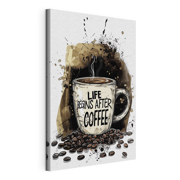 Cană de cafea cu un lichid aburit în ea Tablou pe pânză Cană de cafea cu un lichid aburit în ea