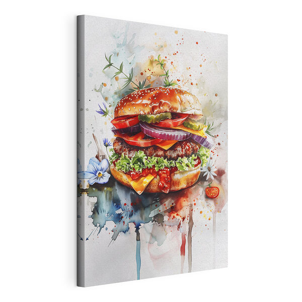 Tablou pe pânză Acuarelă a unui burger