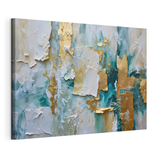 Eleganță abstractă în Cream și Teal Tablou pe pânză Eleganță abstractă în Cream și Teal