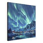 Tablou pe pânză Aurora boreală deasupra unui munte înzăpezit