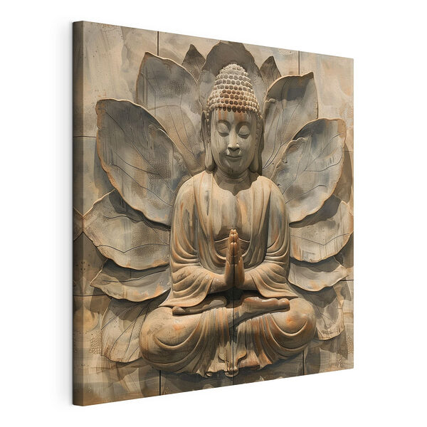 Tablou pe pânză Tablou pe pânză Statuia de piatră a unei persoane stând în poziția lotus (SKU: s40761)