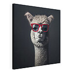 Tablou pe pânză Llama poartă ochelari de soare roșii