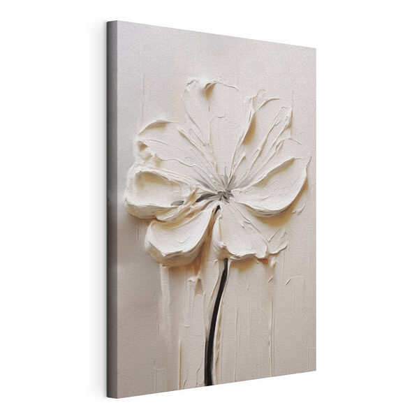 Tablou pe pânză Floare albă sculptată pe o suprafață albă