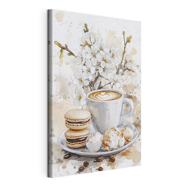 Tablou pe pânză Ceașcă de cafea și prăjituri