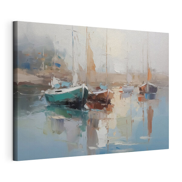 Pictura de bărci într-un port Tablou pe pânză Pictura de bărci într-un port