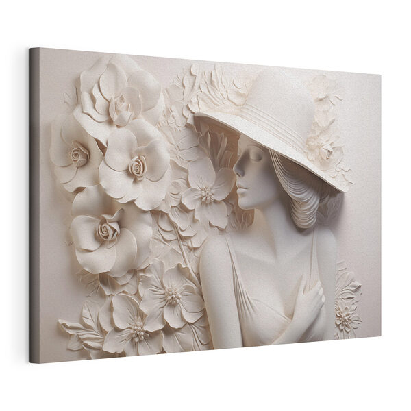 Tablou pe pânză Tablou pe pânză Statuia unei femei care poartă o pălărie (SKU: s43547)