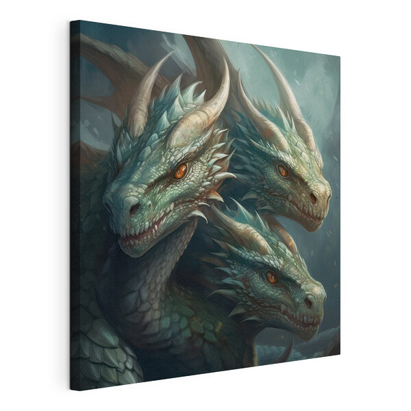 Tablou pe pânză Grup de dragoni cu coarne ascuțite