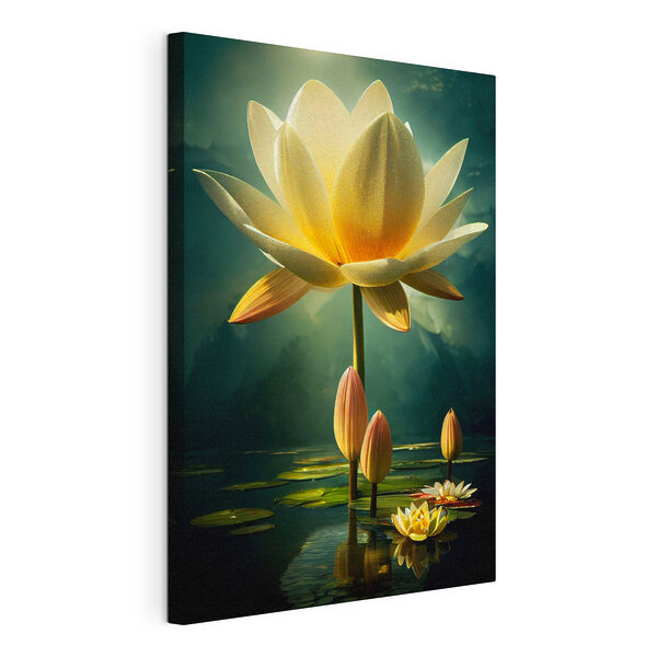 Lotus înflorit în mijlocul apelor liniștite Tablou pe pânză Lotus înflorit în mijlocul apelor liniștite