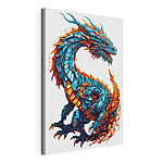Tablou pe pânză Dragon albastru și portocaliu