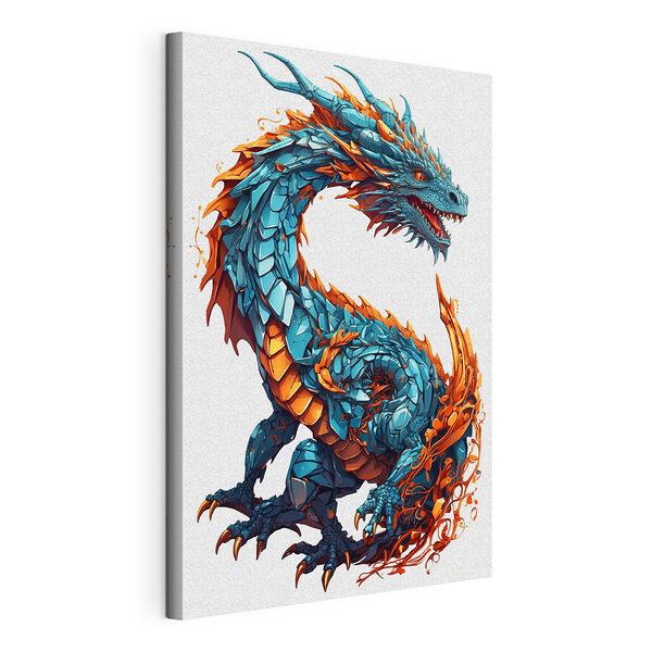 Tablou pe pânză Dragon albastru și portocaliu