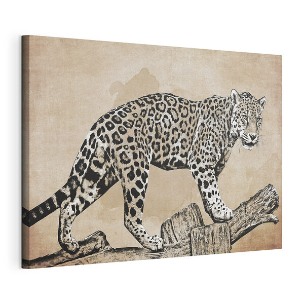 Tablou pe pânză Leopard maiestuos așezat pe ramură