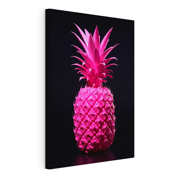 Ananas roz vibrant pe negru Tablou pe pânză Ananas roz vibrant pe negru
