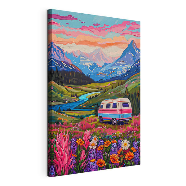 Tablou pe pânză Van în călătorie peisaj montan vibrant