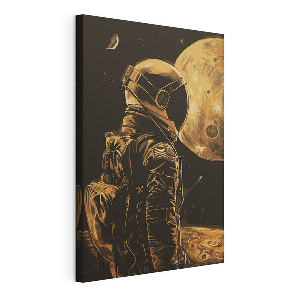 Tablou pe pânză Un astronaut privește suprafața lunară