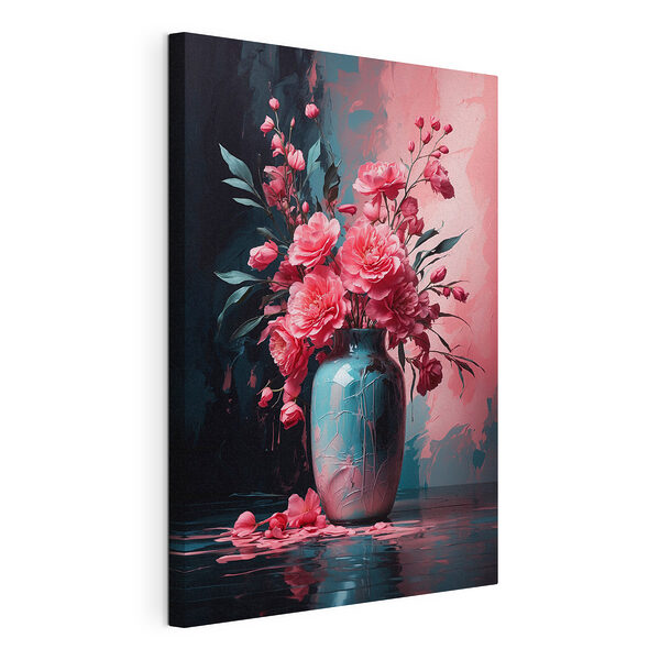 Tablou pe pânză Buchet vibrant în vază turcoaz
